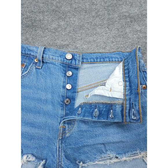Levi's Cut Off 501 Jean Shorts Jorts Women's 29 Blue Denim Cotton Blend Stretch - Picture 4 of 11